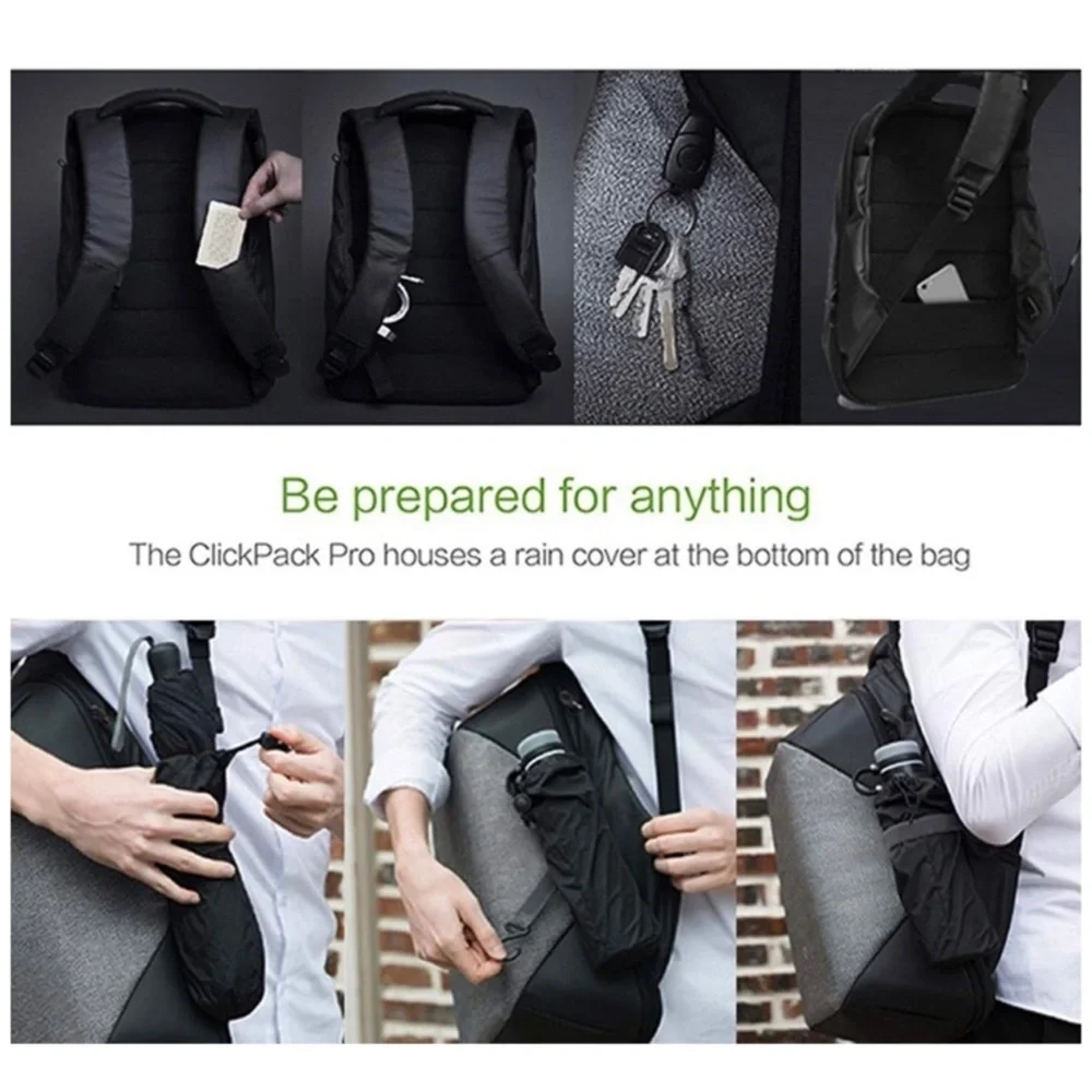 Korin Click Pack Pro Anti-theft TSA USB Charge Backpack Gray